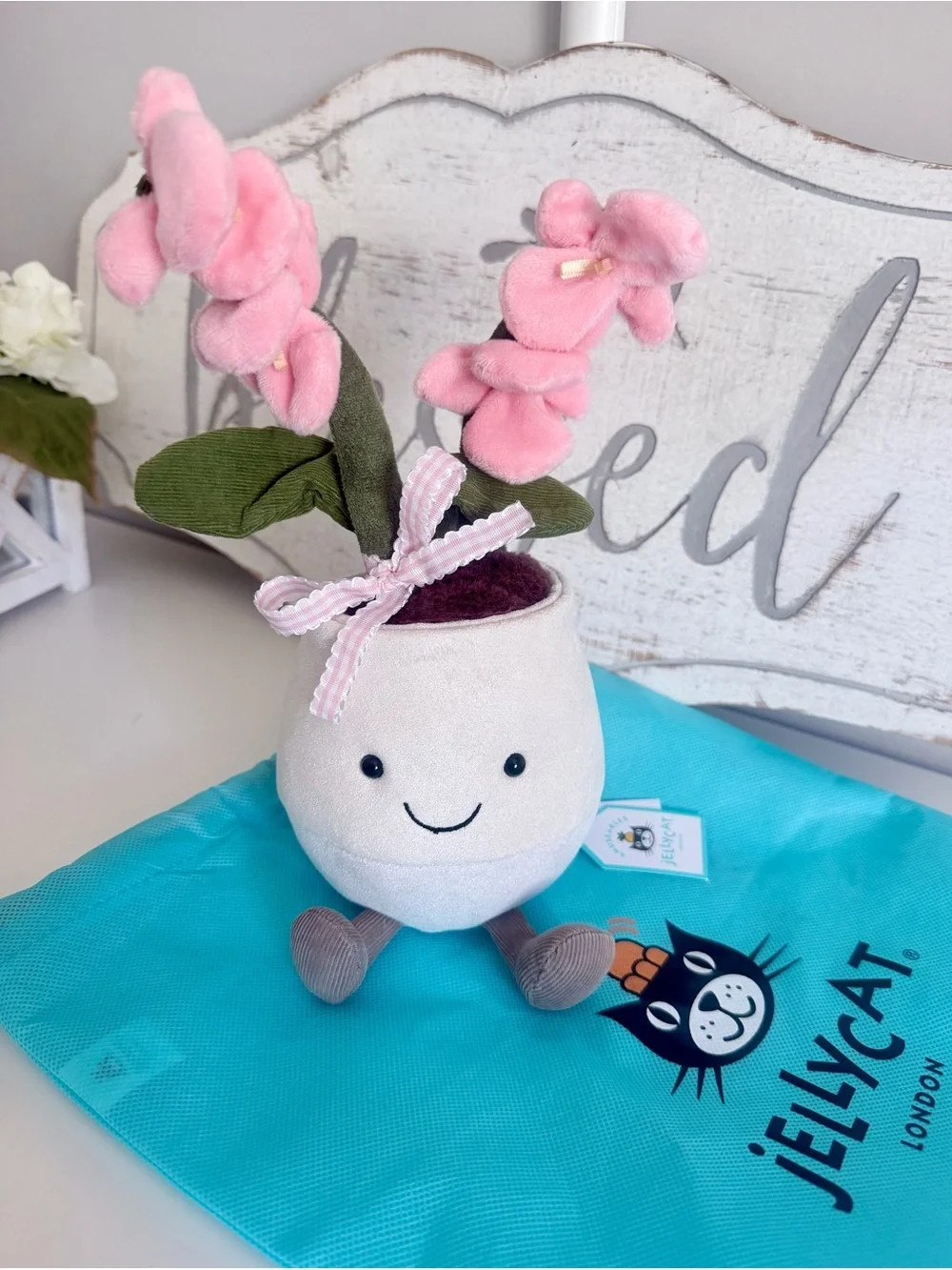 Jellycat Amuseables Pink Orchid + Dust Bag! AUTHENTIC BNWT!